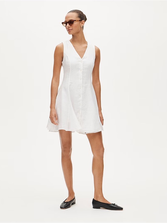 J. Crew Dresses & Skirts - J. Crew White Sleeveless V-Neck Linen Mini Dress Size 12